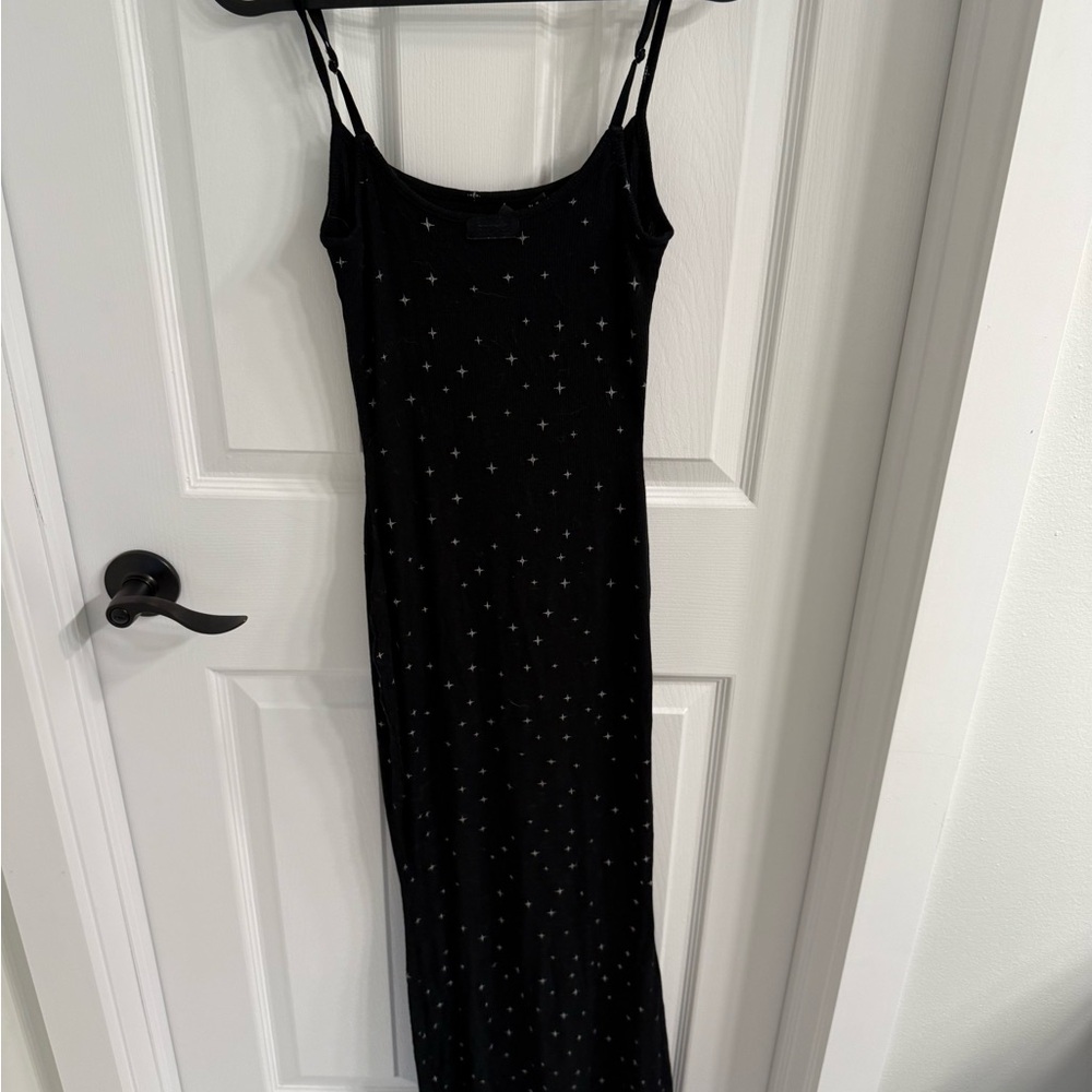 SKIMS Black Maxi Dress with Star Pattern